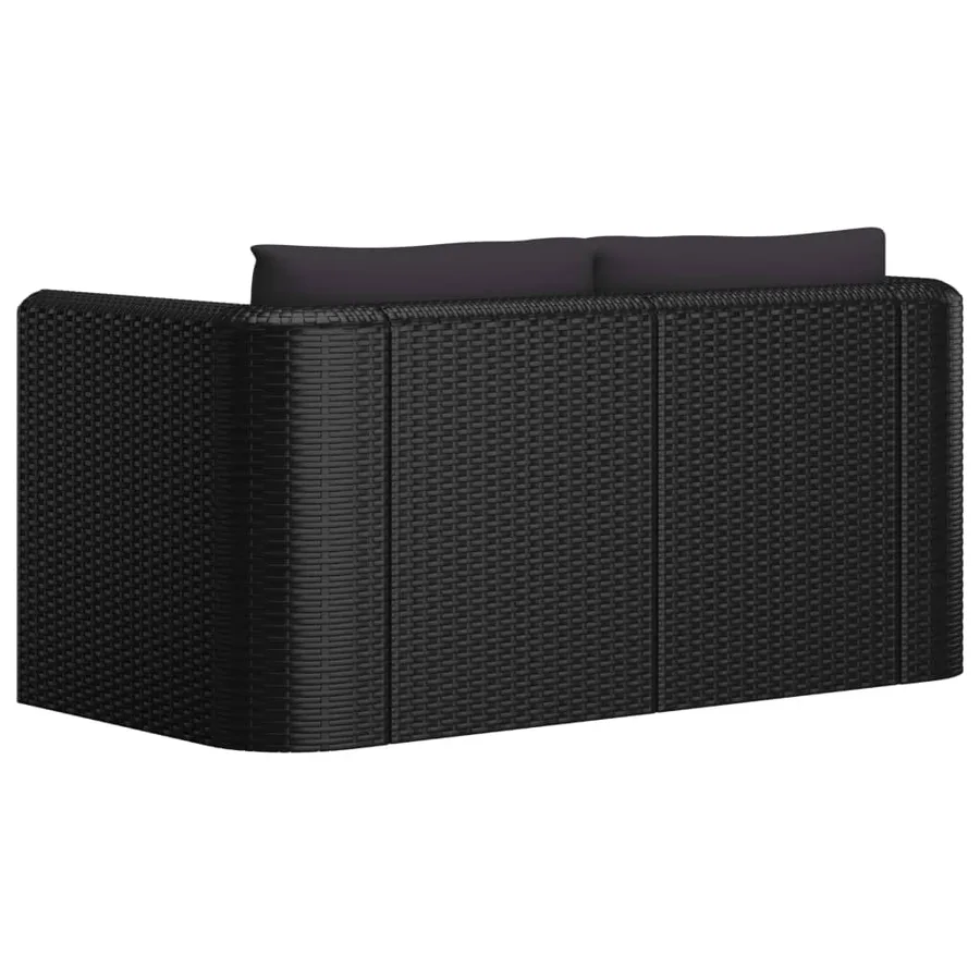 Salon de jardin 7 pcs avec coussins Résine tressée Noir - 13