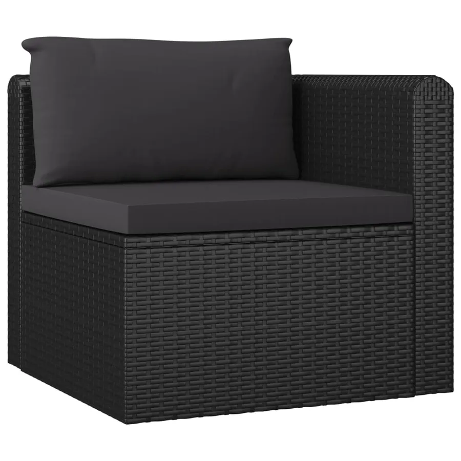 Salon de jardin 7 pcs avec coussins Résine tressée Noir - 5