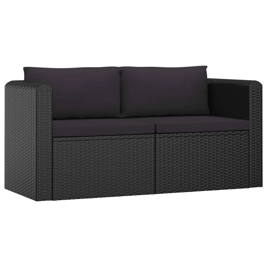 Salon de jardin 7 pcs avec coussins Résine tressée Noir - 7