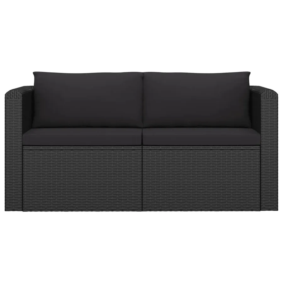 Salon de jardin 7 pcs avec coussins Résine tressée Noir - 8
