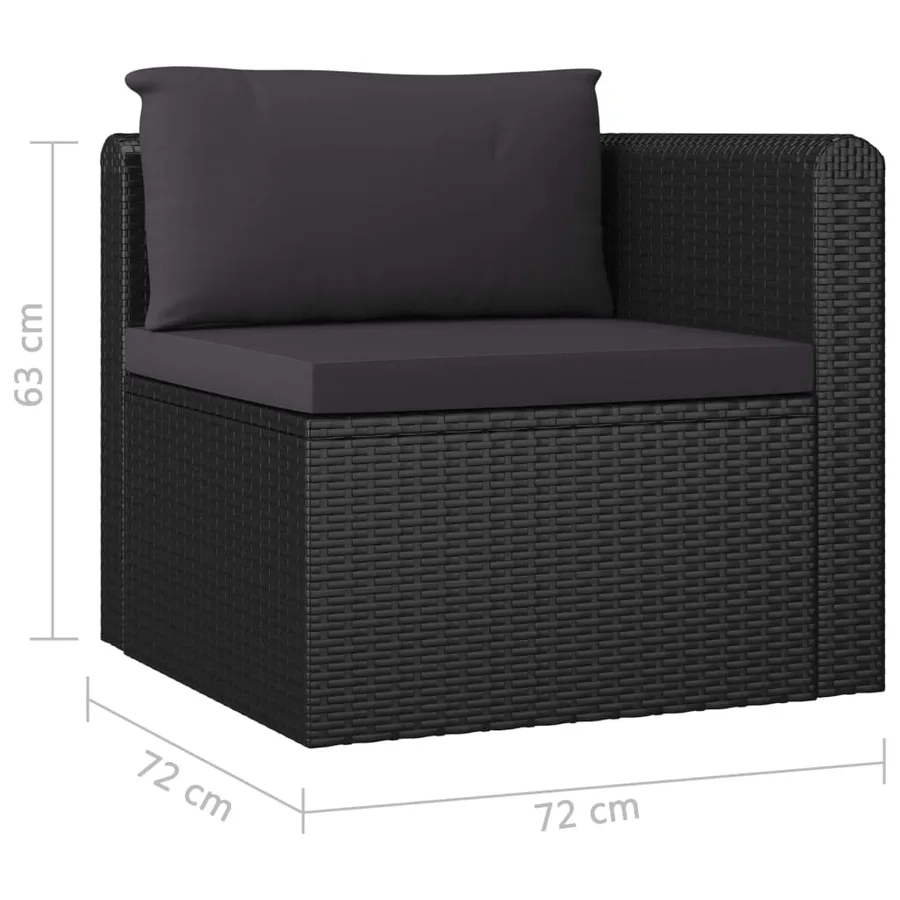 Salon de jardin 7 pcs avec coussins Résine tressée Noir - 9