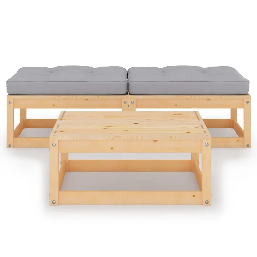 Salon de jardin 3 pcs avec coussins Bois de pin massif - 2