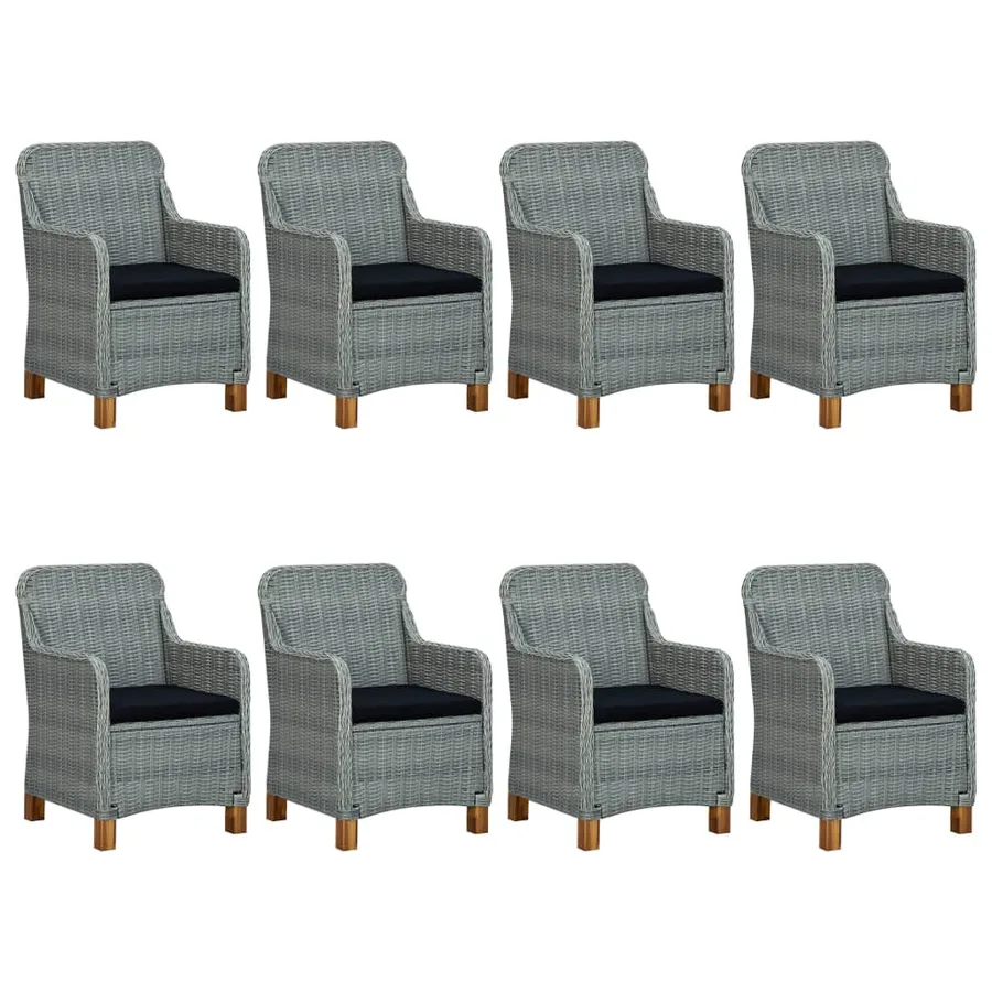 Ensemble à manger d'extérieur et coussins 9 pcs résine tressée - 2