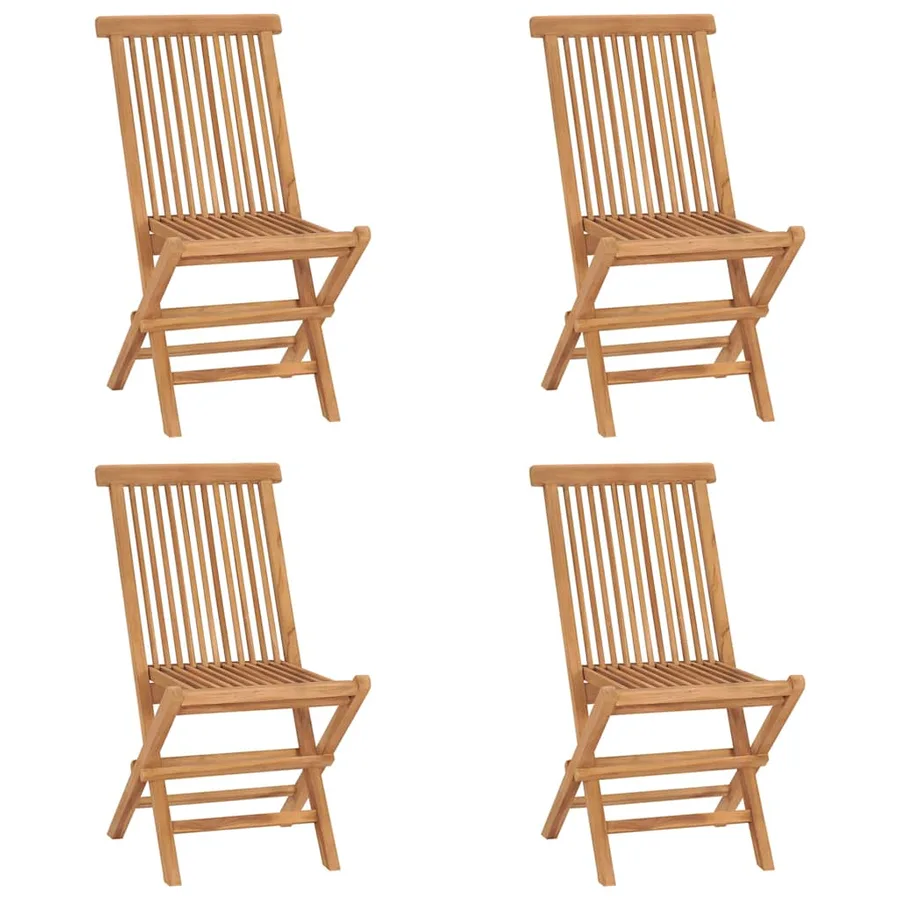 Mobilier à dîner d'extérieur pliable 5 pcs Bois solide de teck - 7