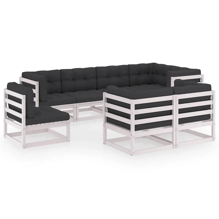Salon de jardin 8 pcs avec coussins Bois de pin massif - 2