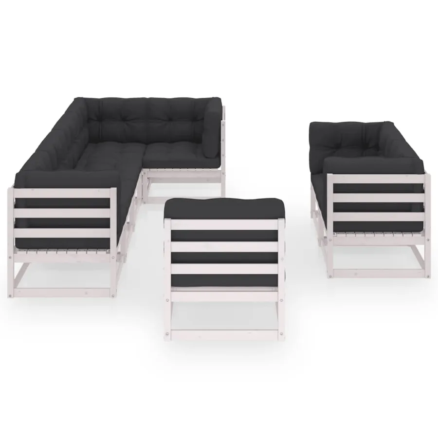 Salon de jardin 8 pcs avec coussins Bois de pin massif - 3