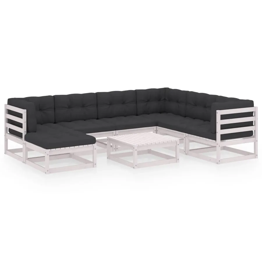 Salon de jardin 8 pcs avec coussins Bois de pin massif - 2