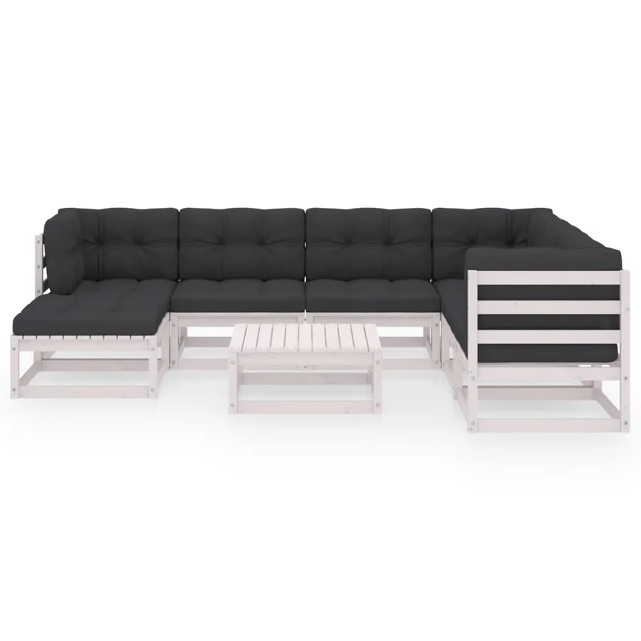 Salon de jardin 8 pcs avec coussins Bois de pin massif - 3