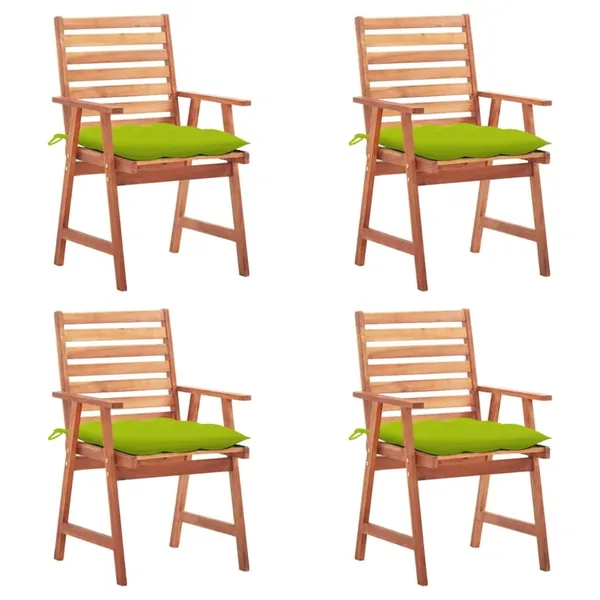 Chaises à manger d'extérieur lot de 4 et coussins Acacia massif