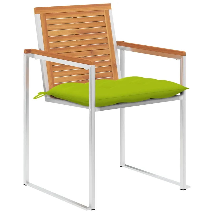 Chaises de jardin lot de 4 avec coussins Bois d'acacia massif - 2