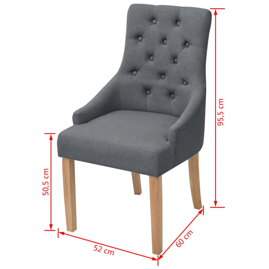 Chaises à manger lot de 2 gris foncé tissu - 6