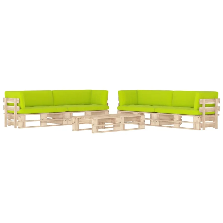 Salon de jardin palette 6pcs avec coussins Bois de pin imprégné