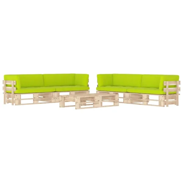Salon de jardin palette 6pcs avec coussins Bois de pin imprégné