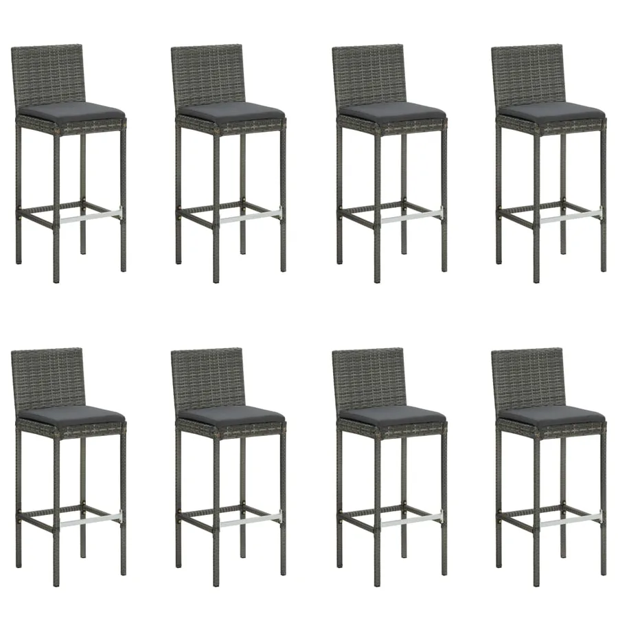 Ensemble de bar de jardin avec coussins 9 pcs Gris - 7