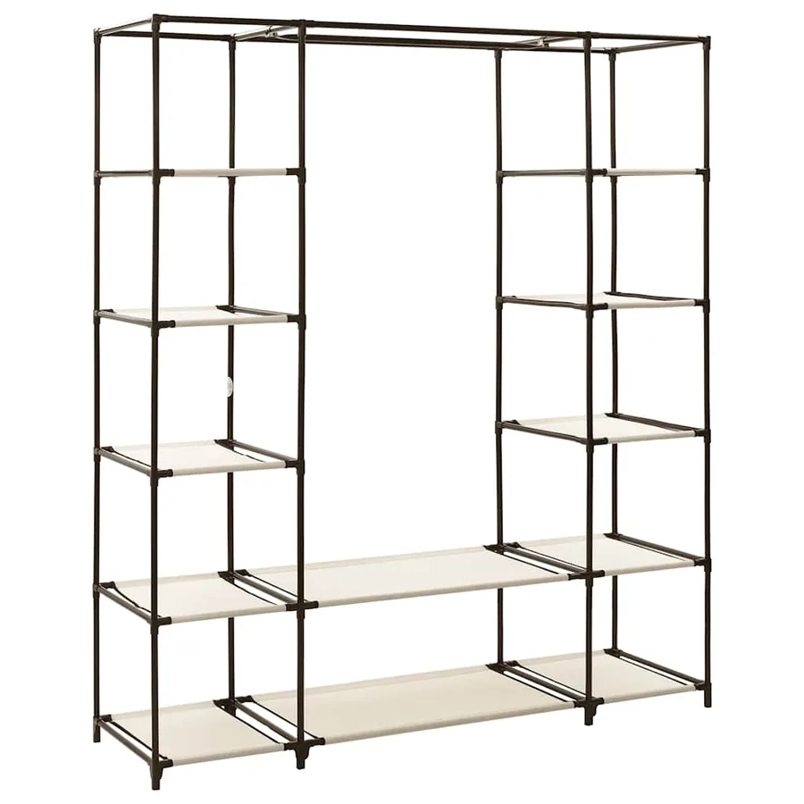Armoire avec compartiments et tiges Crème 150x45x176 cm Tissu - 3