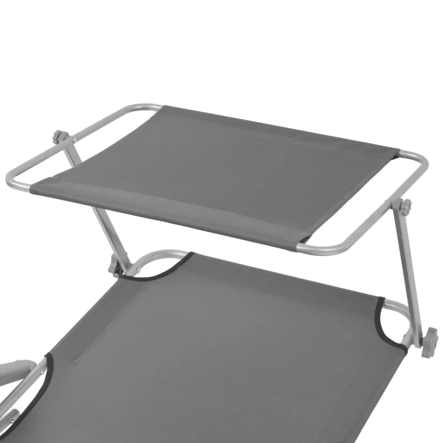 Chaise longue avec auvent Acier Gris - 4