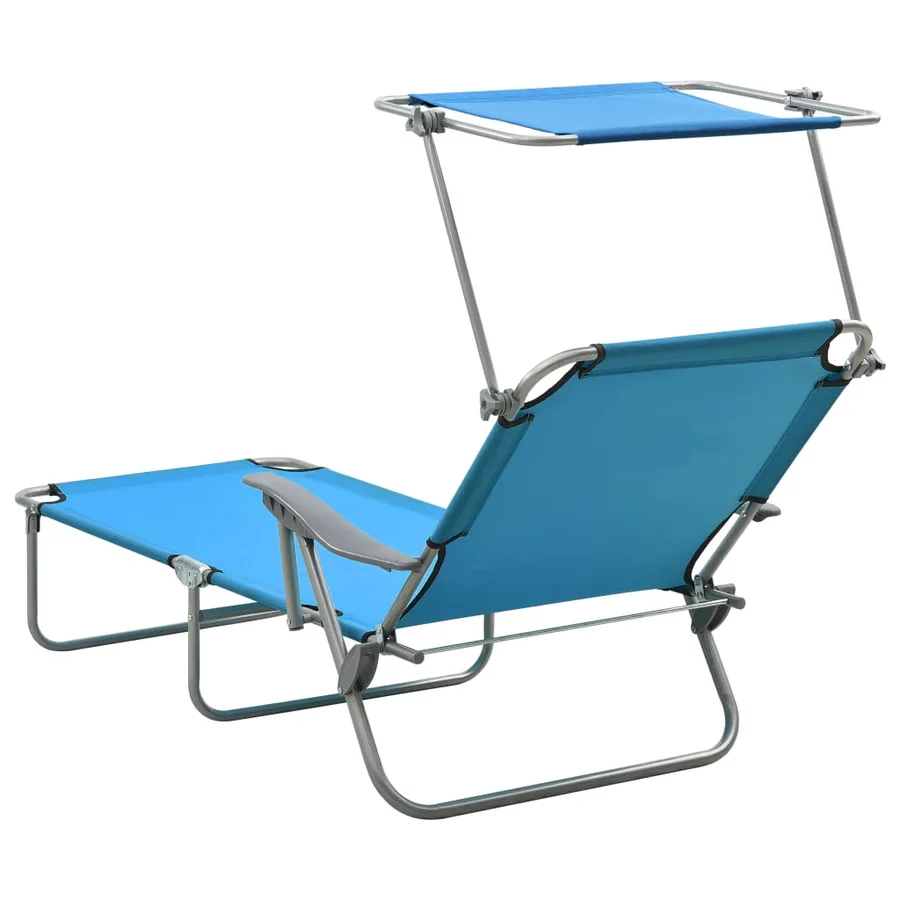 Chaise longue avec auvent Acier Gris - 49