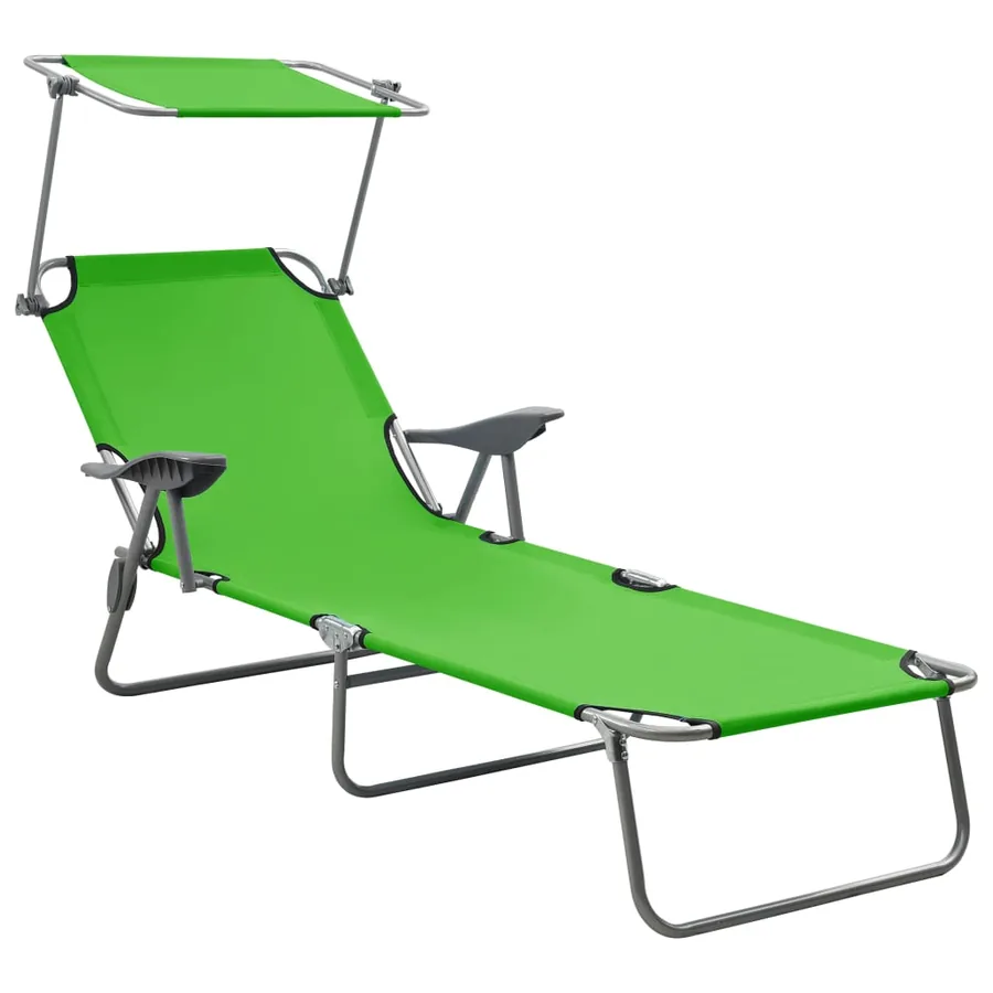 Chaise longue avec auvent Acier Gris - 9
