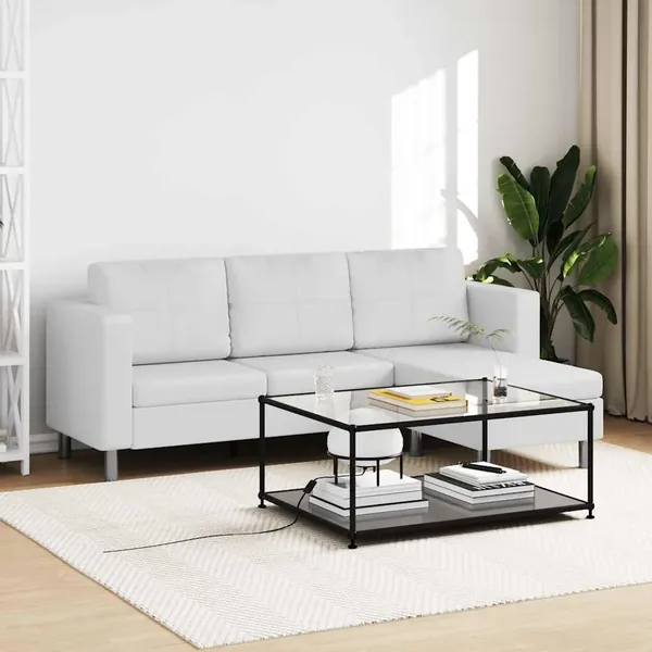 Canapé sectionnel à 3 places cuir synthétique blanc