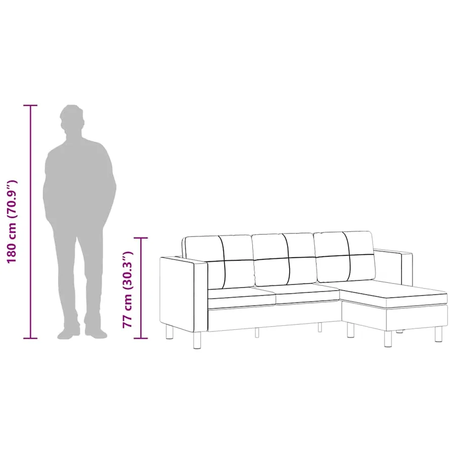 Canapé sectionnel à 3 places cuir synthétique blanc - 10