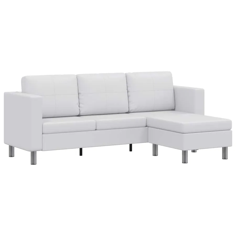 Canapé sectionnel à 3 places cuir synthétique blanc - 2