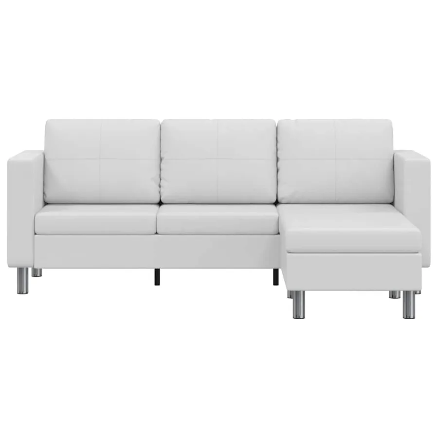 Canapé sectionnel à 3 places cuir synthétique blanc - 3