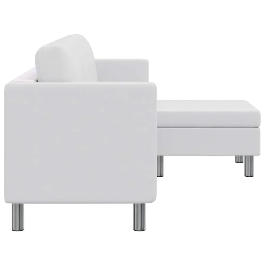 Canapé sectionnel à 3 places cuir synthétique blanc - 4
