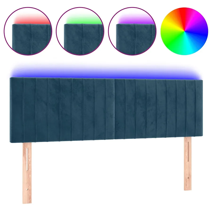 Tête de lit à LED Bleu foncé 144x5x78/88 cm Velours - 2