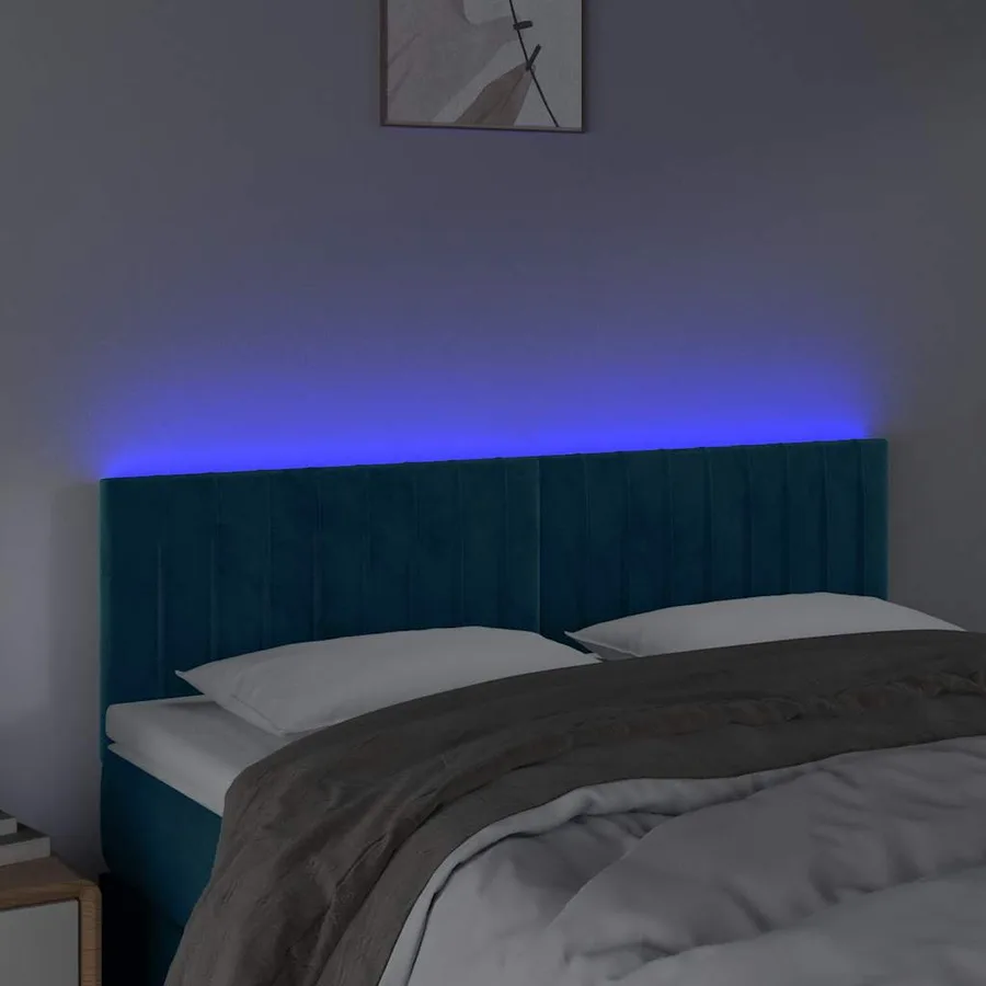 Tête de lit à LED Bleu foncé 144x5x78/88 cm Velours - 3