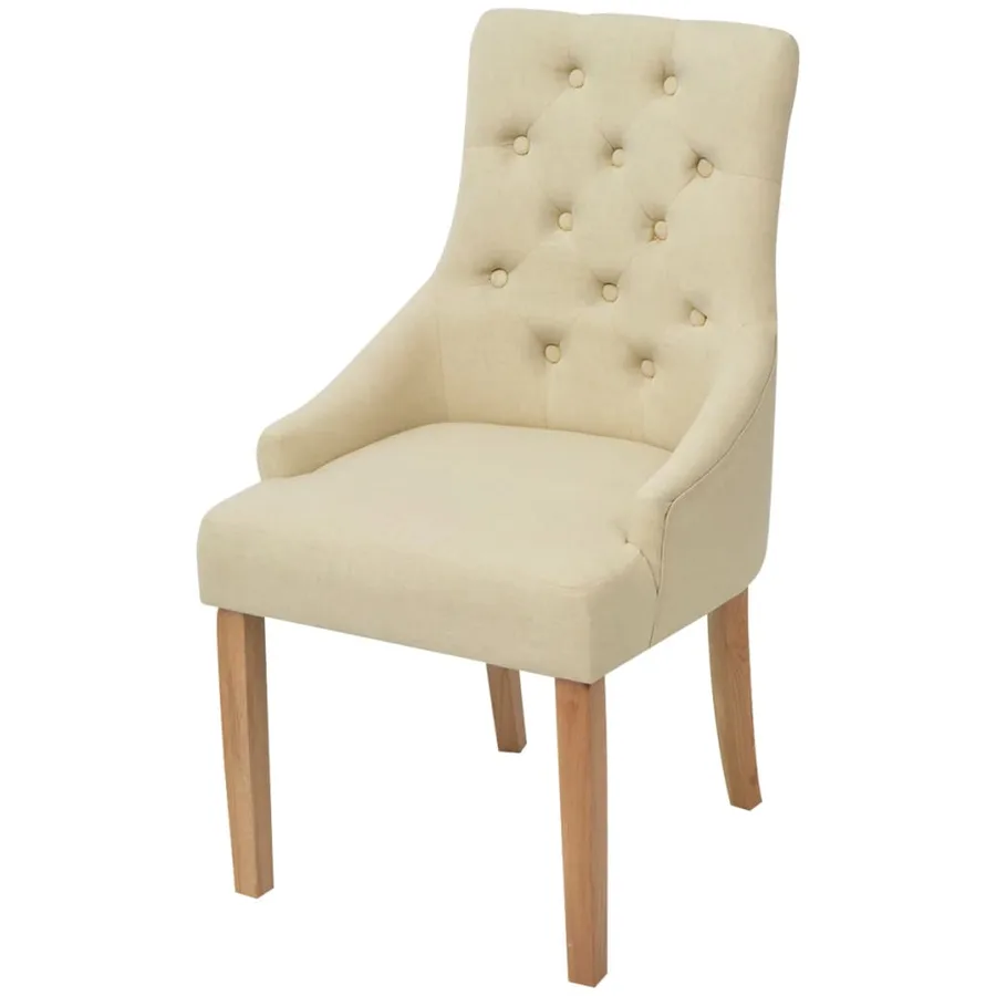 Chaises à manger lot de 4 crème tissu - 2