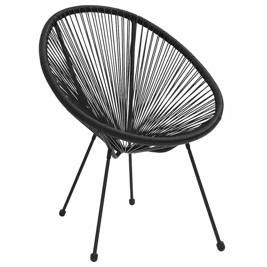 Chaises de jardin en forme de lune lot de 2 Rotin Noir - 2