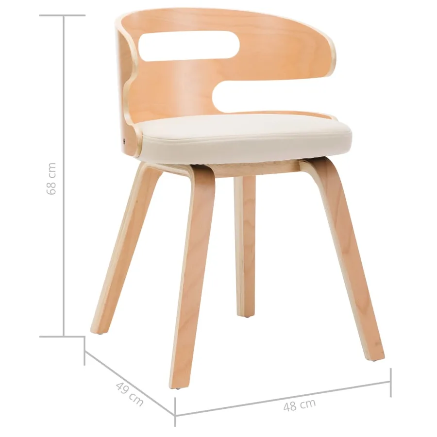 Chaises à manger lot de 4 crème bois courbé et similicuir - 7