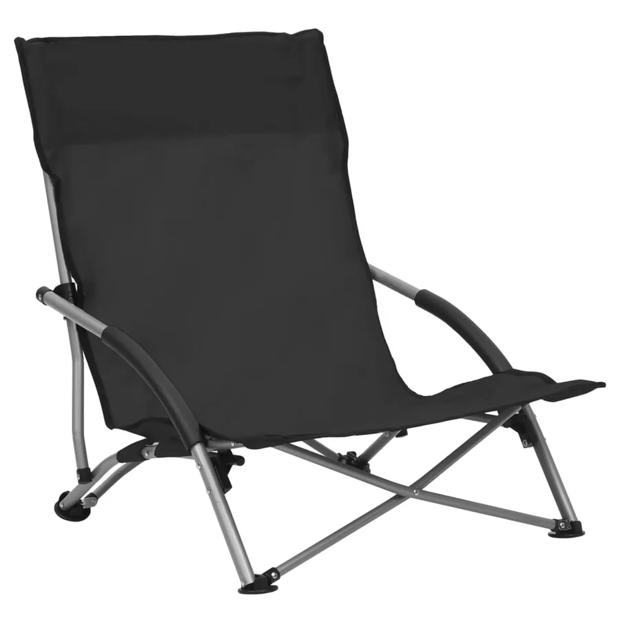 Chaises de plage pliables lot de 2 Noir Tissu - 2