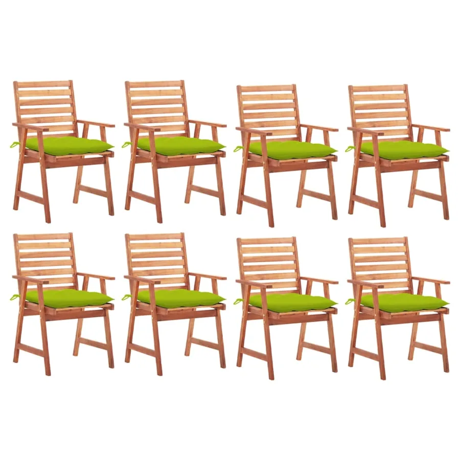 Chaises à manger d'extérieur lot de 8 et coussins Acacia massif