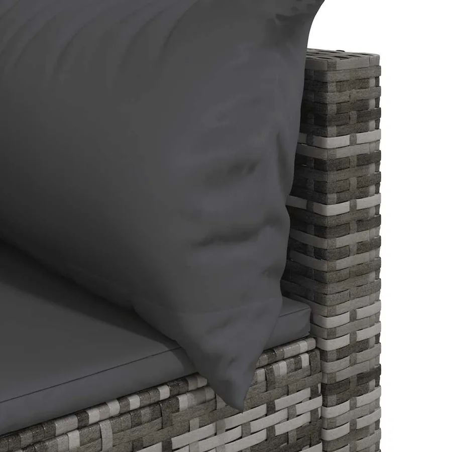 Salon de jardin 3 pcs avec coussins Gris Résine tressée - 8