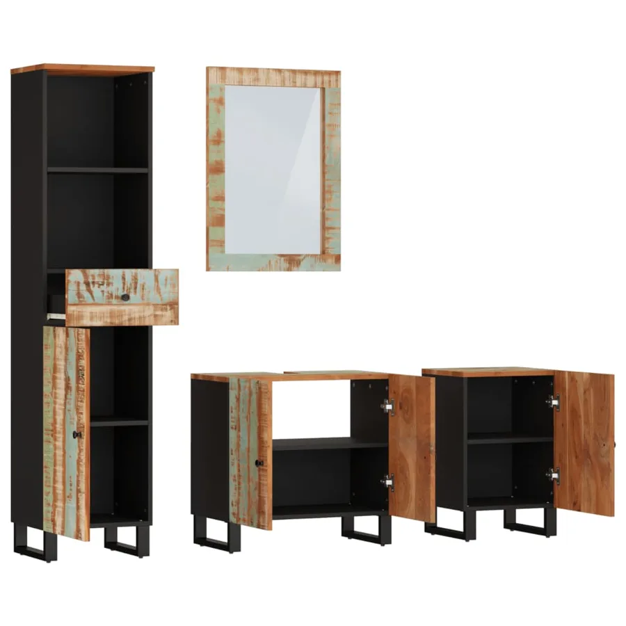 Ensemble de meubles de salle de bain 4 pcs bois massif récupéré - 3