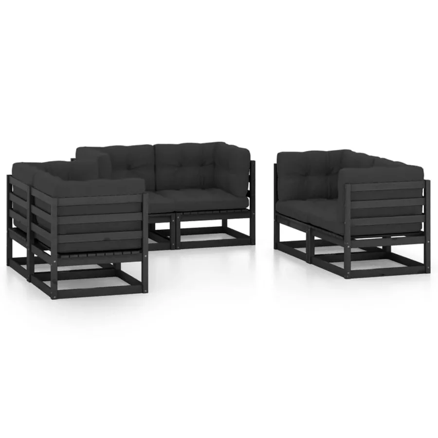 Salon de jardin 6 pcs avec coussins Bois de pin massif - 2