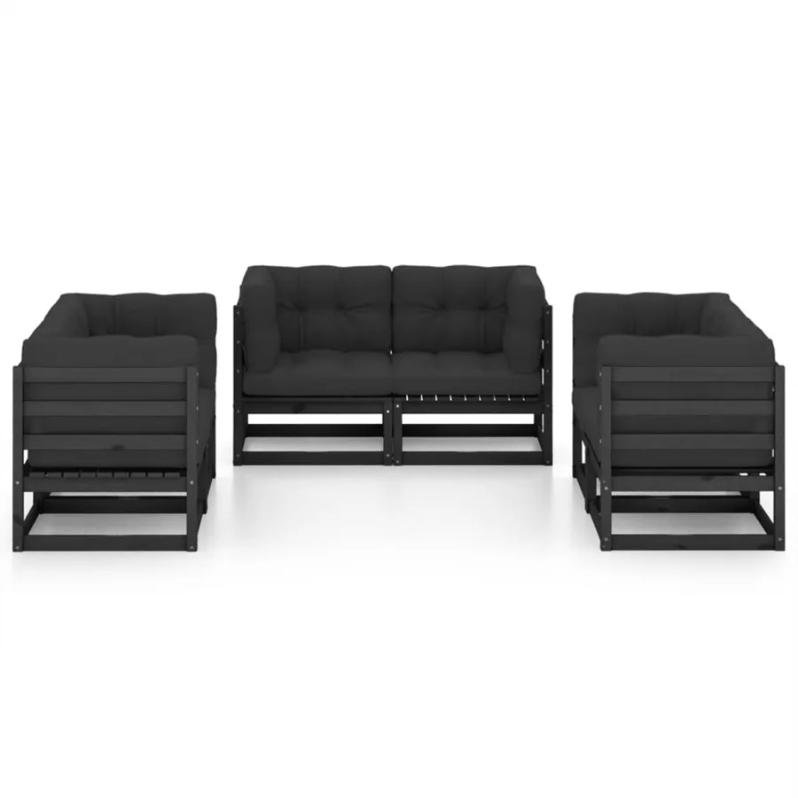 Salon de jardin 6 pcs avec coussins Bois de pin massif - 3