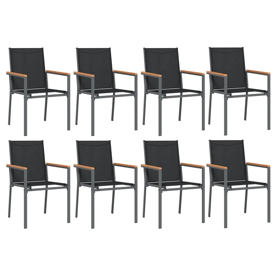 Ensemble à manger de jardin 9 pcs noir textilène et acier - 4