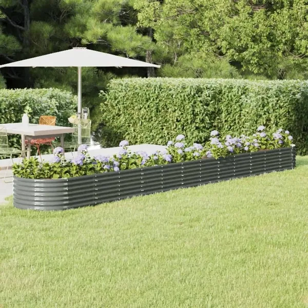 Lit surélevé de jardin Acier galvanisé 512x80x36 cm gris