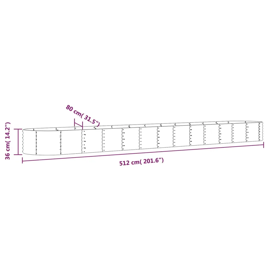 Lit surélevé de jardin Acier galvanisé 512x80x36 cm gris - 6