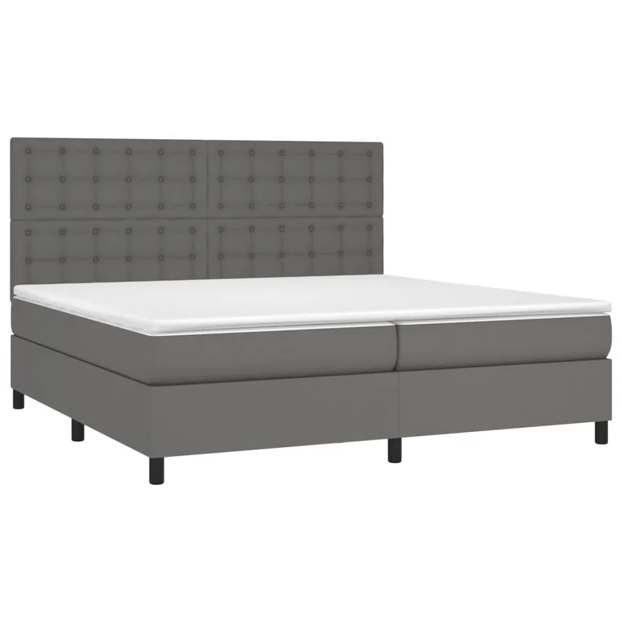 Sommier à lattes de lit avec matelas et LED Gris 200x200 cm - 3