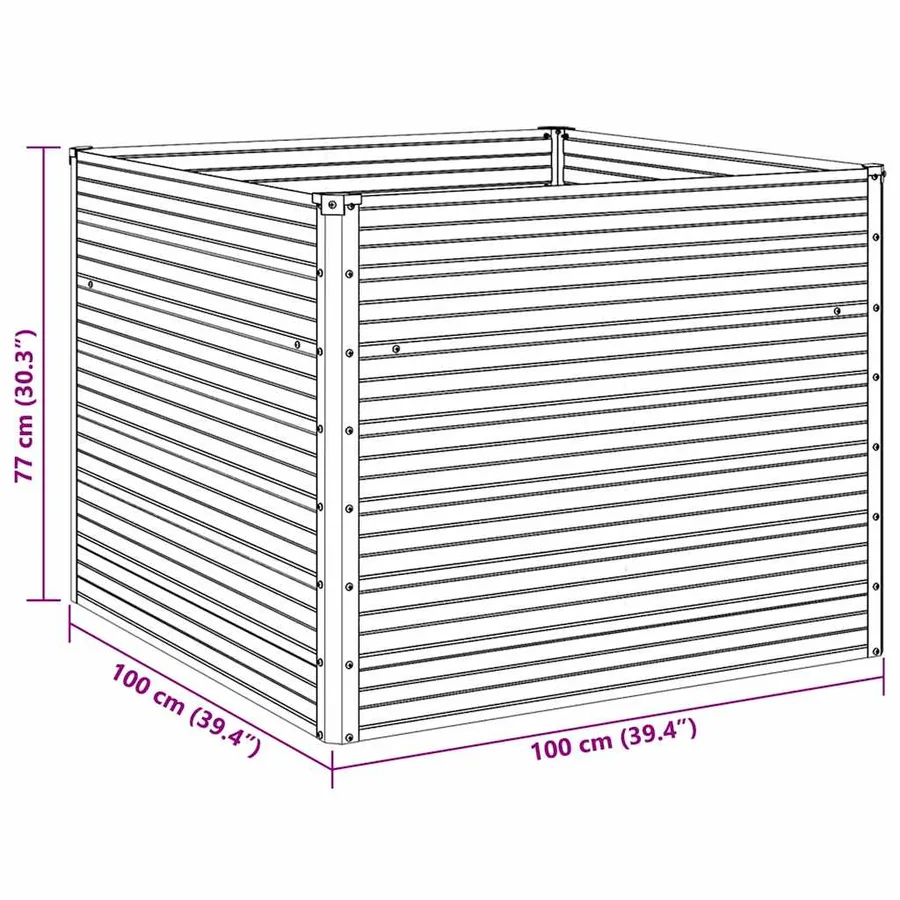Jardinière surélevée Anthracite 100x100x77 cm Acier galvanisé - 12