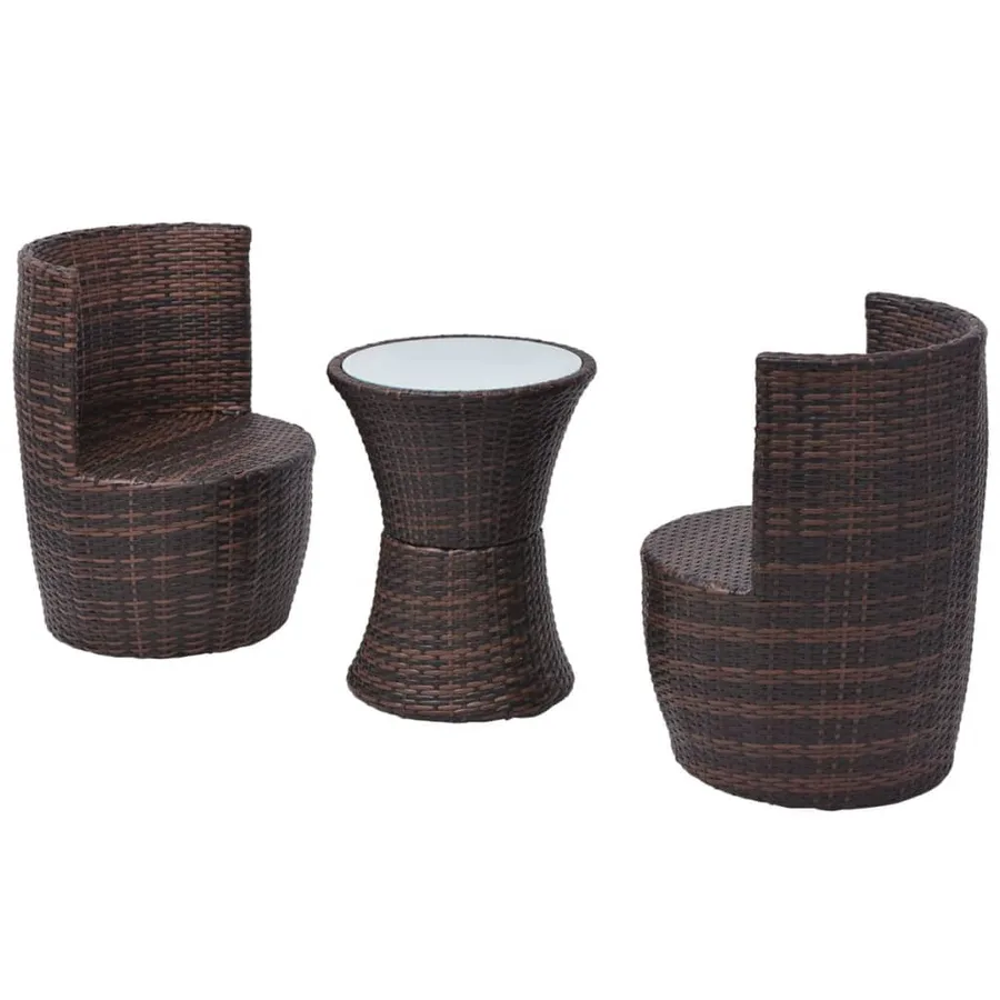 Mobilier de bistro 3 pcs avec coussins Résine tressée Marron - 4