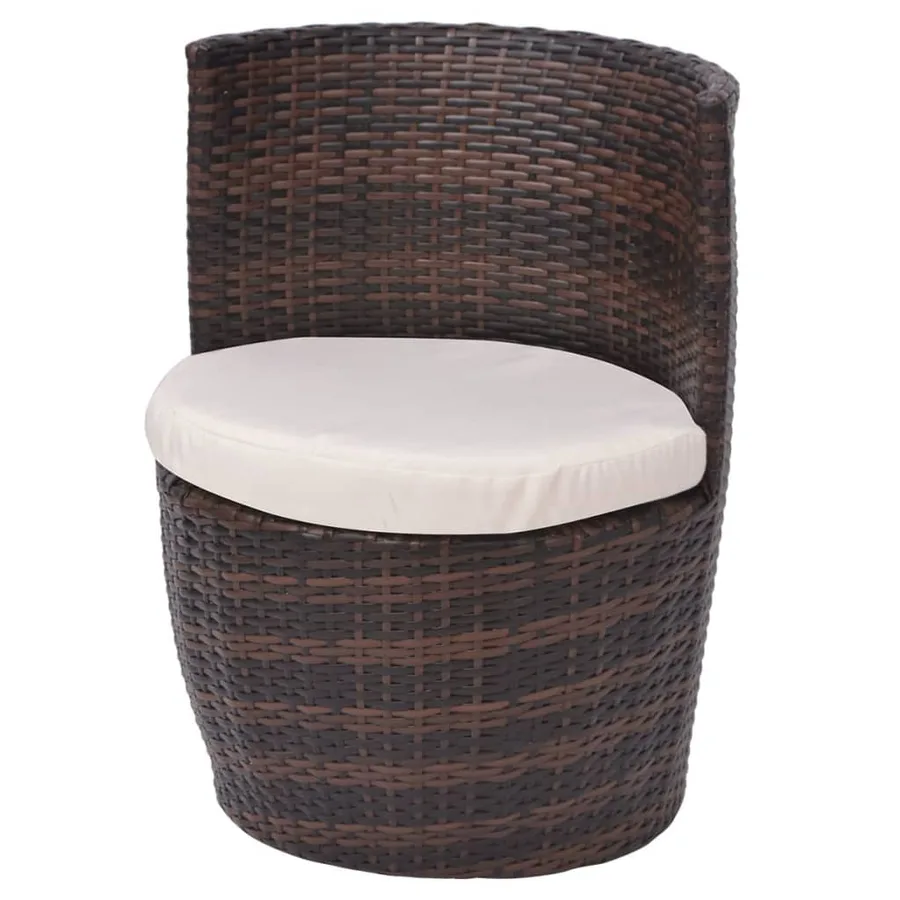 Mobilier de bistro 3 pcs avec coussins Résine tressée Marron - 5