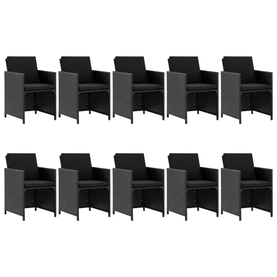 Ensemble à manger d'extérieur 11 pcs coussins poly rotin noir - 2