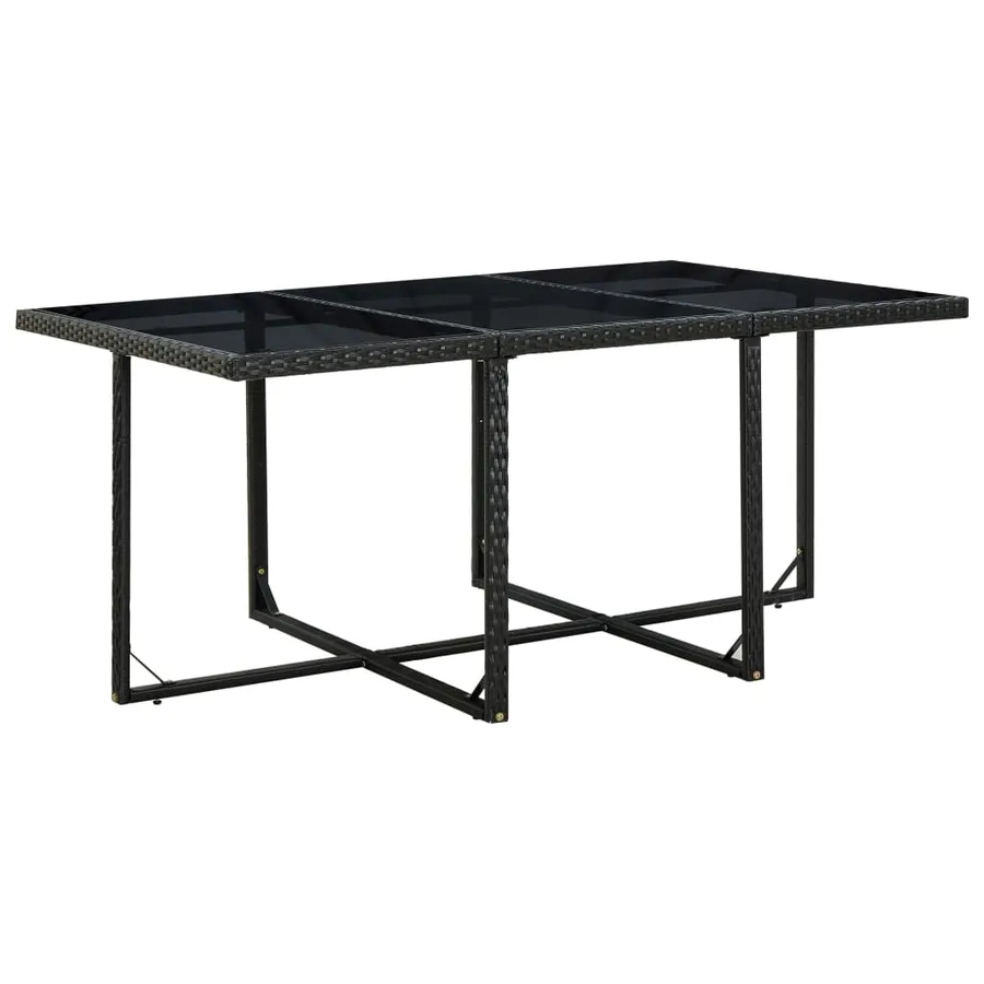 Ensemble à manger d'extérieur 11 pcs coussins poly rotin noir - 3