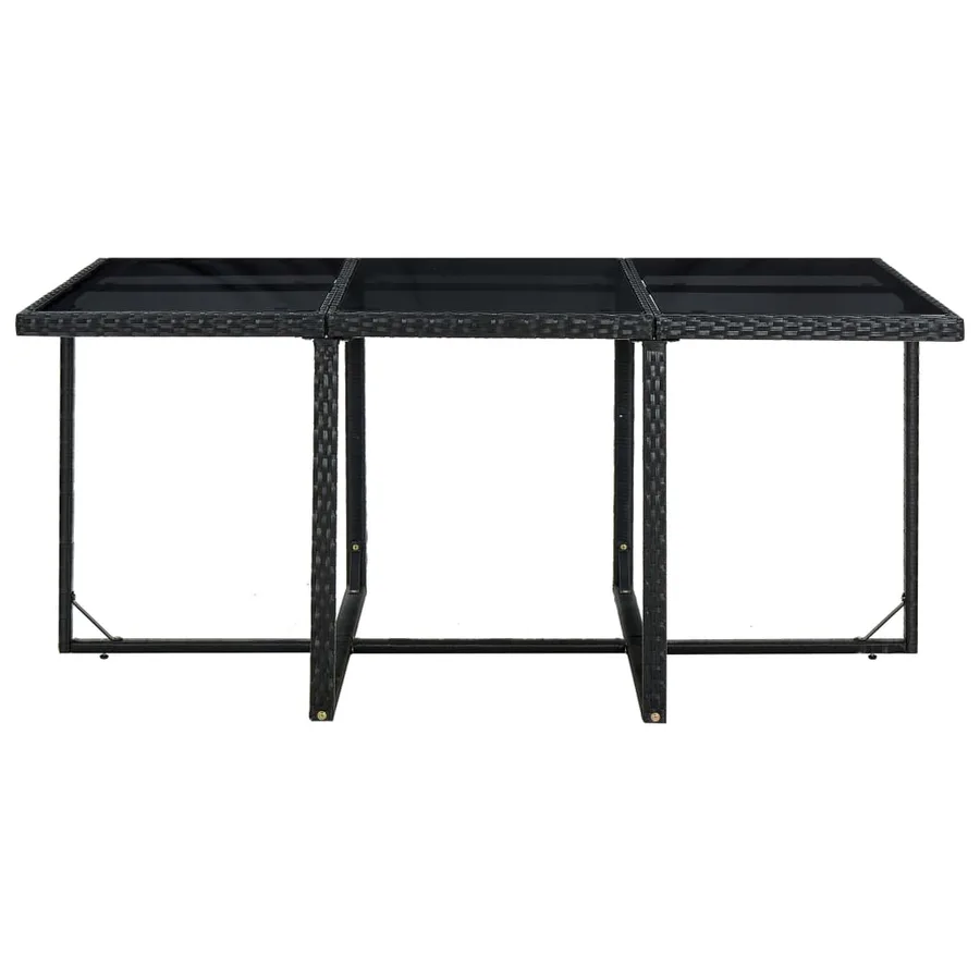 Ensemble à manger d'extérieur 11 pcs coussins poly rotin noir - 4