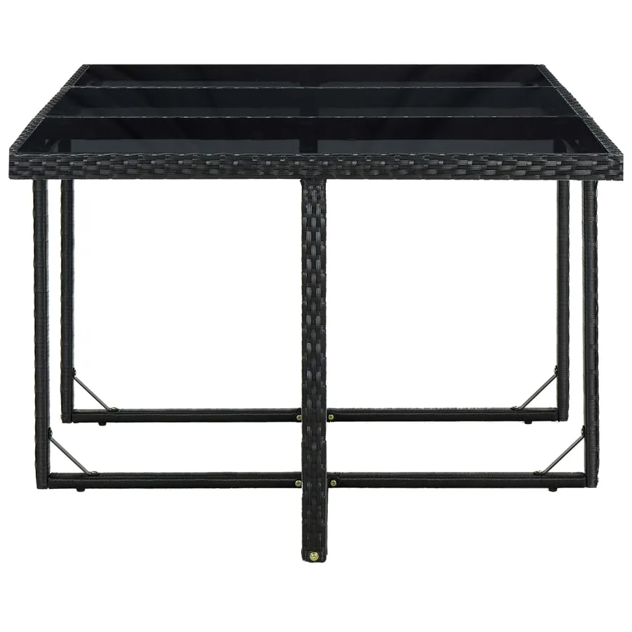 Ensemble à manger d'extérieur 11 pcs coussins poly rotin noir - 5