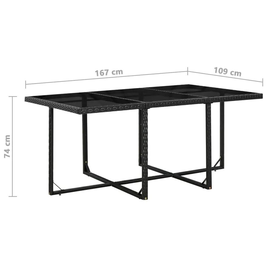 Ensemble à manger d'extérieur 11 pcs coussins poly rotin noir - 7